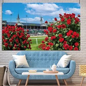 Nepnuser Kentucky Derby Photo Booth Backdrop Churchill Downs Horse Racing Party Decoration Run for The Roses Indoor Outdoor Wall Decor-5.9×3.6ft