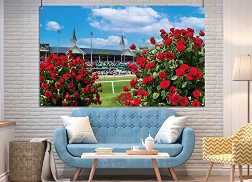 Nepnuser Kentucky Derby Photo Booth Backdrop Churchill Downs Horse Racing Party Decoration Run for The Roses Indoor Outdoor Wall Decor-5.9×3.6ft