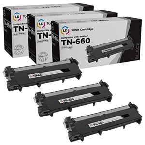 ld compatible toner cartridge replacement for brother tn660 tn-660 tn 660 tn630 high yield use in hl-l2380dw hl-l2300d dcp-l2540dw l2540dw mfc-l2700dw mfc-l2685dw mfcl2700dw (black, 3-pack)