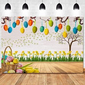 spring happy easter theme photography backdrops colorful eggs bokeh floral photo background kids baby shower party dessert cake table decor studio shoot booth props 5x3ft