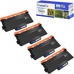 usuperink high yield compatible toner cartridge replacement for brother tn850 tn-850 tn820 tn-820 to work with hl-l6200dw mfc-l5700dw mfc-l5850dw hl-l5200dw mfc-l6800dw printer (4 pack, black)