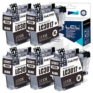 lcl compatible ink cartridge replacement for brother lc3017 lc-3017 xl lc3017bk mfc-j5330dw mfc-j6530dw mfc-j6930dw mfc-j6730dw printers mfc-j5335dw mfc-j5730dw (black 5-pack)