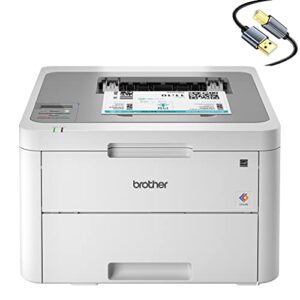 brother hl-l3210cw usb & wireless print only digital color laser printer for home business office – print speed up to 19 ppm, 600 x 2400 dpi, 250-sheet large capacity, cbmoun usb printer cable