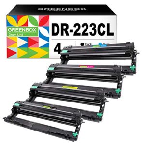 greenbox no toner compatible drum unit replacement for brother dr223 dr-223 dr223cl dr-223cl for hl-l3210cw hl-l3230cdw hl-l3270cdw hl-l3290cdw mfc-l3710cw mfc-l3750cdw mfc-l3770cdw printer (4 pack)