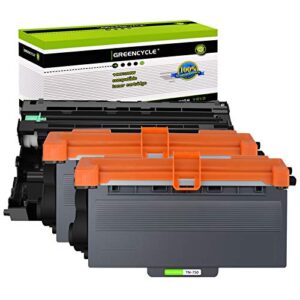 greencycle compatible tn750 toner cartridge and dr720 drum unit replacement for brother hl-5450dn hl-5470dw hl-6180dwt mfc-8510dw mfc-8710dw mfc-8950dw dcp-8155dn printer (2 pack toner,1 pack drum)