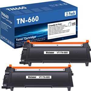 tn660 tn-660 high-yield black compatible toner cartridge replacement for brother hl-l2380dw hl-l2300d hl-l2320d hl-l2340dw mfc-l2700dw mfc-l2740dw dcp-l2540dw printer (tn6602pk) up to 2,600 pages