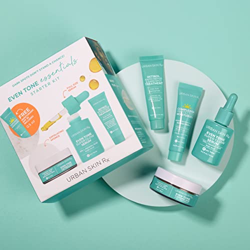 Urban Skin Rx Even Tone Essentials Starter Kit | Daily Regimen Includes 4 Top Products Formulated To Cleanse, Tone And Protect For Visibly Brighter, More Even-Looking Skin