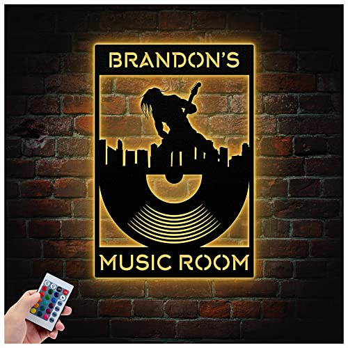 HUSOUL Personalized Music Studio Decor Metal Sign Wall Art, Custom Music Art Wall Decor, Vinyl Disc Shaped Music Room Metal Sign, Musically Decorations, Gifts for Musician, Instrumentalist, Singer