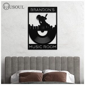 HUSOUL Personalized Music Studio Decor Metal Sign Wall Art, Custom Music Art Wall Decor, Vinyl Disc Shaped Music Room Metal Sign, Musically Decorations, Gifts for Musician, Instrumentalist, Singer