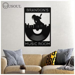 HUSOUL Personalized Music Studio Decor Metal Sign Wall Art, Custom Music Art Wall Decor, Vinyl Disc Shaped Music Room Metal Sign, Musically Decorations, Gifts for Musician, Instrumentalist, Singer