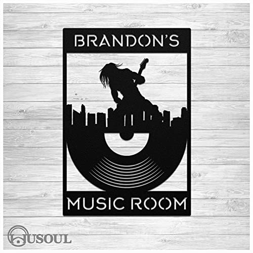 HUSOUL Personalized Music Studio Decor Metal Sign Wall Art, Custom Music Art Wall Decor, Vinyl Disc Shaped Music Room Metal Sign, Musically Decorations, Gifts for Musician, Instrumentalist, Singer