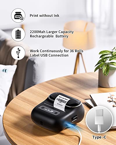 Phomemo M220 Label Maker, 3.14 Inch Label Printer, Bluetooth Thermal Sticker Printer for Barcode, Organizing, Mailing, Small Business, Storage, Compatible with Phone, PC, with 100 Pc Labels