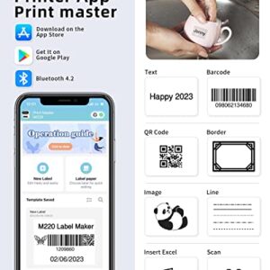 Phomemo M220 Label Maker, 3.14 Inch Label Printer, Bluetooth Thermal Sticker Printer for Barcode, Organizing, Mailing, Small Business, Storage, Compatible with Phone, PC, with 100 Pc Labels