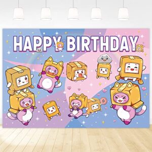 Cute Cartoon Party Supplies Cartoon Backdrop for Birthday, 5 * 3FT Girl Happy Birthday Backdrop for Party Decorations, Party Favor Banner Decor Photo Background for Girls Kids Birthday Baby Shower