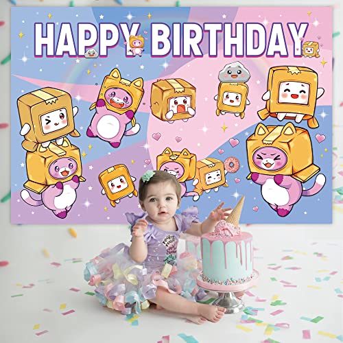 Cute Cartoon Party Supplies Cartoon Backdrop for Birthday, 5 * 3FT Girl Happy Birthday Backdrop for Party Decorations, Party Favor Banner Decor Photo Background for Girls Kids Birthday Baby Shower