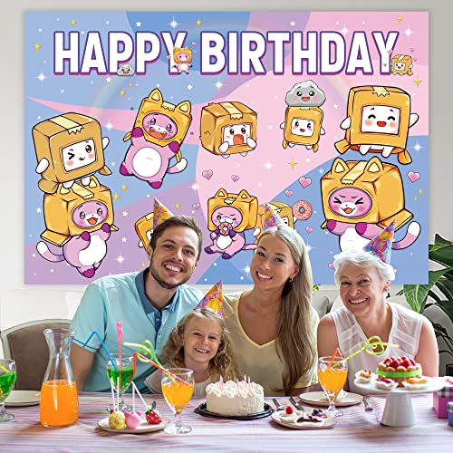 Cute Cartoon Party Supplies Cartoon Backdrop for Birthday, 5 * 3FT Girl Happy Birthday Backdrop for Party Decorations, Party Favor Banner Decor Photo Background for Girls Kids Birthday Baby Shower