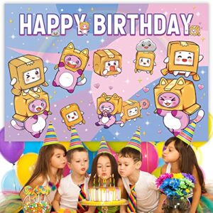 Cute Cartoon Party Supplies Cartoon Backdrop for Birthday, 5 * 3FT Girl Happy Birthday Backdrop for Party Decorations, Party Favor Banner Decor Photo Background for Girls Kids Birthday Baby Shower