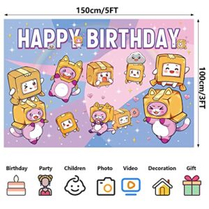 Cute Cartoon Party Supplies Cartoon Backdrop for Birthday, 5 * 3FT Girl Happy Birthday Backdrop for Party Decorations, Party Favor Banner Decor Photo Background for Girls Kids Birthday Baby Shower