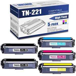 tn221 compatible tn-221bk tn-221c tn-221y tn-221m toner cartridge replacement for brother tn-221 hl-3140cw hl-3150cdn mfc-9130cw mfc-9140cdn dcp-9015cdw toner.(2bk+1c+1y+1m)