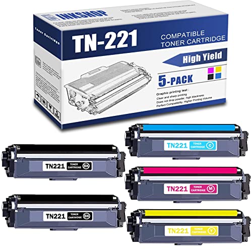 TN221 Compatible TN-221BK TN-221C TN-221Y TN-221M Toner Cartridge Replacement for Brother TN-221 HL-3140CW HL-3150CDN MFC-9130CW MFC-9140CDN DCP-9015CDW Toner.(2BK+1C+1Y+1M)