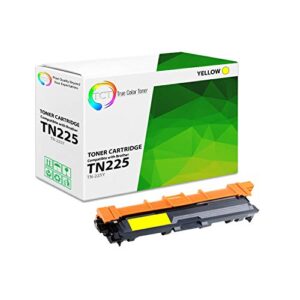 tct premium compatible toner cartridge replacement for brother tn-225 tn225y yellow high yield works with brother hl-3140 3150 3170, mfc-9130 9140, dcp-9020 printers (2,200 pages)