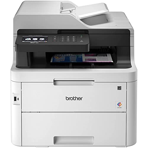 Brother Color MFC-L3750CDW All-in-One Digital Wireless Laser Printer, White - Print Copy Scan Fax - 3.7" TFT Touchscreen LCD, 24 ppm, 600 x 2400 dpi, Auto 2-Sided Printing, 50-Sheet ADF, Ethernet