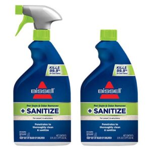 bissell pet pretreat + sanitize stain, 2 pack, 11299, 22 fluid ounces (packaging may vary)