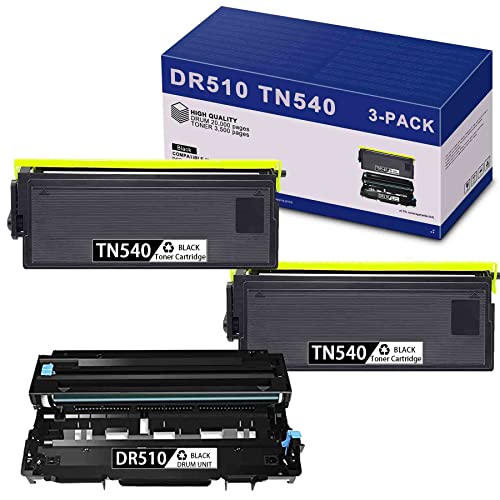 MITOCOLOR TN540 Toner Cartridge and DR510 Drum Unit Replacement for Brother TN540 DR510 TN-540 DR-510 for HL-5040 HL-5140 HL-5170DN MFC-8220 MFC-8440 MFC-8840D MFC-8640D Printer (2 Toner+ 1 Drum)