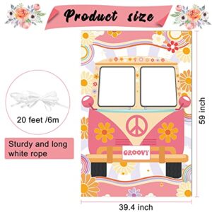 hippie photo booth props, hippie bus prop groovy bus photo booth for 60’s 70’s party, hippie party decorations, daisy bus photo prop two groovy birthday decor, groovy photo booth frame – 59 × 39.4 in