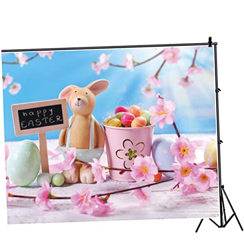 Gogogmee Banner Flags Rabbit Blanket Floral Decor Easter Photo Backdrop Monthly Happy Easter Backdrop Wall Sticker Eggs The Banner Background Cloth Photo Background Easter Studio Backdrop