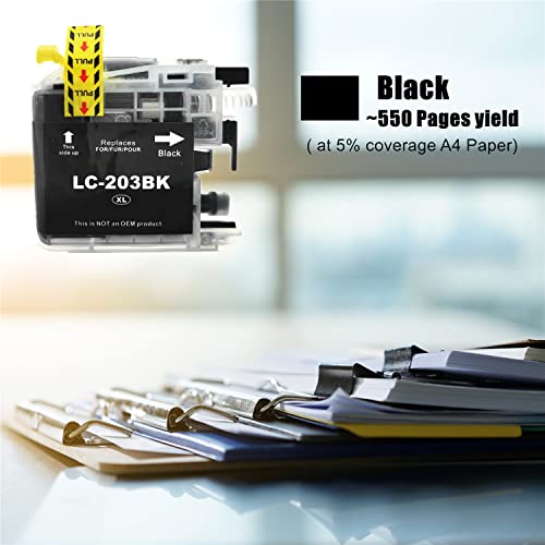 LC203XL Compatible Ink Cartridge Replacement for Brother LC201 LC203 XL LC203XL for MFC J480DW MFC J485DW MFC J880DW MFC J460DW MFC J4620DW MFC J4420DW MFC J5520DW MFC J680DW Printer Black*10Pack