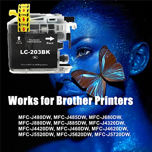 LC203XL Compatible Ink Cartridge Replacement for Brother LC201 LC203 XL LC203XL for MFC J480DW MFC J485DW MFC J880DW MFC J460DW MFC J4620DW MFC J4420DW MFC J5520DW MFC J680DW Printer Black*10Pack