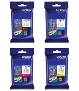 brother mfc-j5330dw high yield black/cyan/magenta/yellow original ink 4-pack. (includes 1 each of lc3017bk, lc3017c, lc3017m, lc3017y) (550 yield)