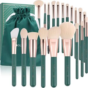 DUcare Makeup Brushes Professional 20Pcs Green Makeup Brush set with Silicone Face Mask Brush Kabuki Foundation Blending Powder Blush Concealers Eyeshadows Brushes