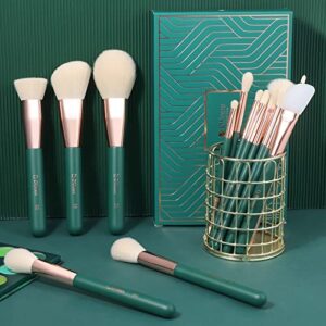 DUcare Makeup Brushes Professional 20Pcs Green Makeup Brush set with Silicone Face Mask Brush Kabuki Foundation Blending Powder Blush Concealers Eyeshadows Brushes