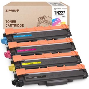 ziprint tn227 compatible toner cartridge replacement for brother tn227 tn-227 tn227bk tn223 tn-223 for hl-l3290cdw mfc-l3770cdw hl-l3230cdw mfc-l3750cdw printer (tn-227bk/c/m/y high yield,4-pack)
