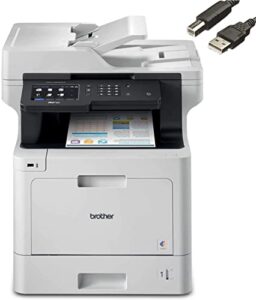brother mfc-l8900cdw business laser all-in-one color printer, print scan copy fax, automatic duplex printing, 5 inch color touchscreen, 33 ppm, 512mb, bundle with cefesfy printer cable