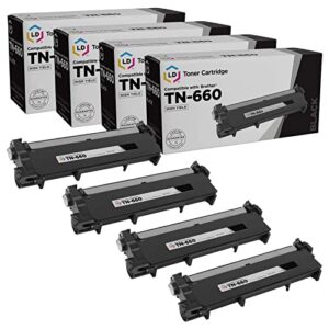 ld compatible toner cartridge replacement for brother tn660 tn-660 tn 660 tn630 high yield use in hl-l2380dw hl-l2300d dcp-l2540dw l2540dw mfc-l2700dw mfc-l2685dw mfcl2700dw (black, 4-pack)