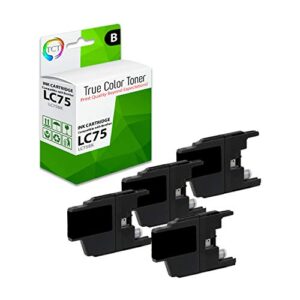 tct compatible ink cartridge replacement for brother lc75 lc75bk black works with brother mfc-j430w j825dw j435w j425w j280w j625dw printers (600 pages) – 4 pack