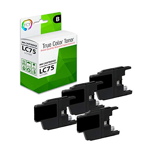 TCT Compatible Ink Cartridge Replacement for Brother LC75 LC75BK Black Works with Brother MFC-J430W J825DW J435W J425W J280W J625DW Printers (600 Pages) - 4 Pack