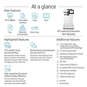 HP LaserJet Enterprise MFP M635fht Monochrome All-in-One Printer with built-in Ethernet, 2-sided printing, extra paper tray & wheeled stand (7PS98A)