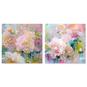 wynwood studio floral and botanical modern canvas wall art la bloomia set living room bedroom and bathroom home decor 30 in x 30 in pink and blue