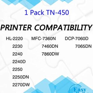 (1-Pack, High Yield) Compatible TN-450 Toner Cartridge TN450 Used for DCP-7060D 7065DN HL-2220 HL-2230 HL-2240D 2250 HL-2250DN 2270DW MFC-7360N 7460DN 7860DW Printer, Sold by Easy Print