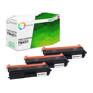 tct premium compatible toner cartridge replacement for brother tn-431 tn431c tn431m tn431y works with brother hl-l8260cdw l8360cdw, mfc-l8610cdw l8900cdw printers (cyan, magenta, yellow) – 3 pack