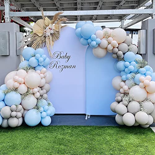 Chiara Backdrop Arched Wall, Metal Arch Stand and Fabric Backdrop Cover Decor for Baby Shower, Wedding, Birthday Parties, Photo Background Decoration (4FT X 7FT, Beige & White)