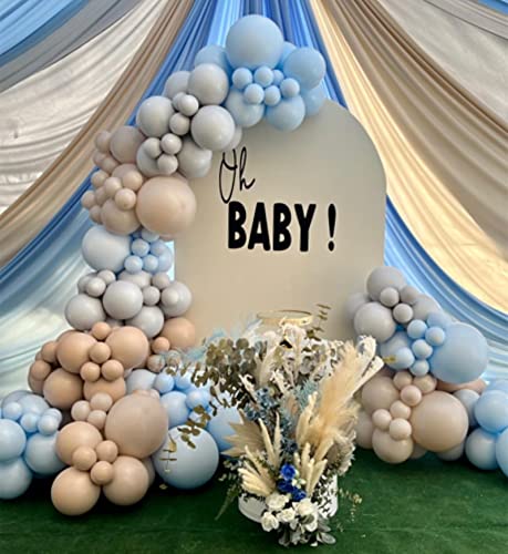 Chiara Backdrop Arched Wall, Metal Arch Stand and Fabric Backdrop Cover Decor for Baby Shower, Wedding, Birthday Parties, Photo Background Decoration (4FT X 7FT, Beige & White)