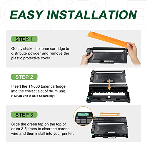 CAVDLE 2 Packs Compatible Toner Cartridge Replacement for Brother TN660 TN630 for use with Brother HL-L2300D HL-L2320D HL-L2340DW HL-L2360DW HL-L2380DW MFC-L2700DW MFC-L2720DW DCP-L2540DW