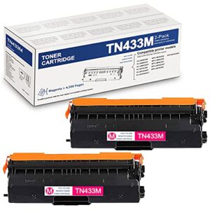 van enterprises 2 pack magenta tn433 tn433m tn-433m compatible toner cartridge replacement for brother hl-l8260cdw l8360cdwt l9310cdwt mfc-l8610cdw l8690cdw l8900cdw printer ink cartridge