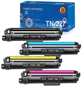 ledes 4 pack of tn227 tn223 toner cartridge replacement for brother mfc-l3710cw mfc-l3750cdw mfc-l3770cdw hl-l3210cw hl-l3230cdw printer(black cyan magenta yellow