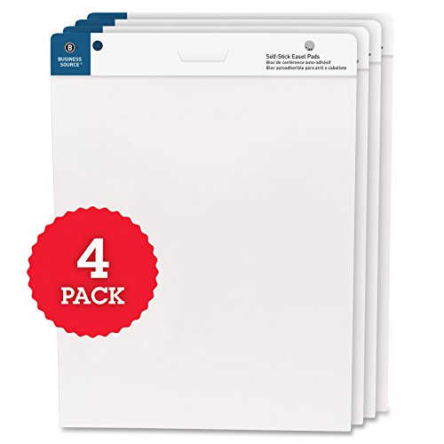 Business Source 25"x30" Self-Stick Easel Pads, 4/Pack (38592),White